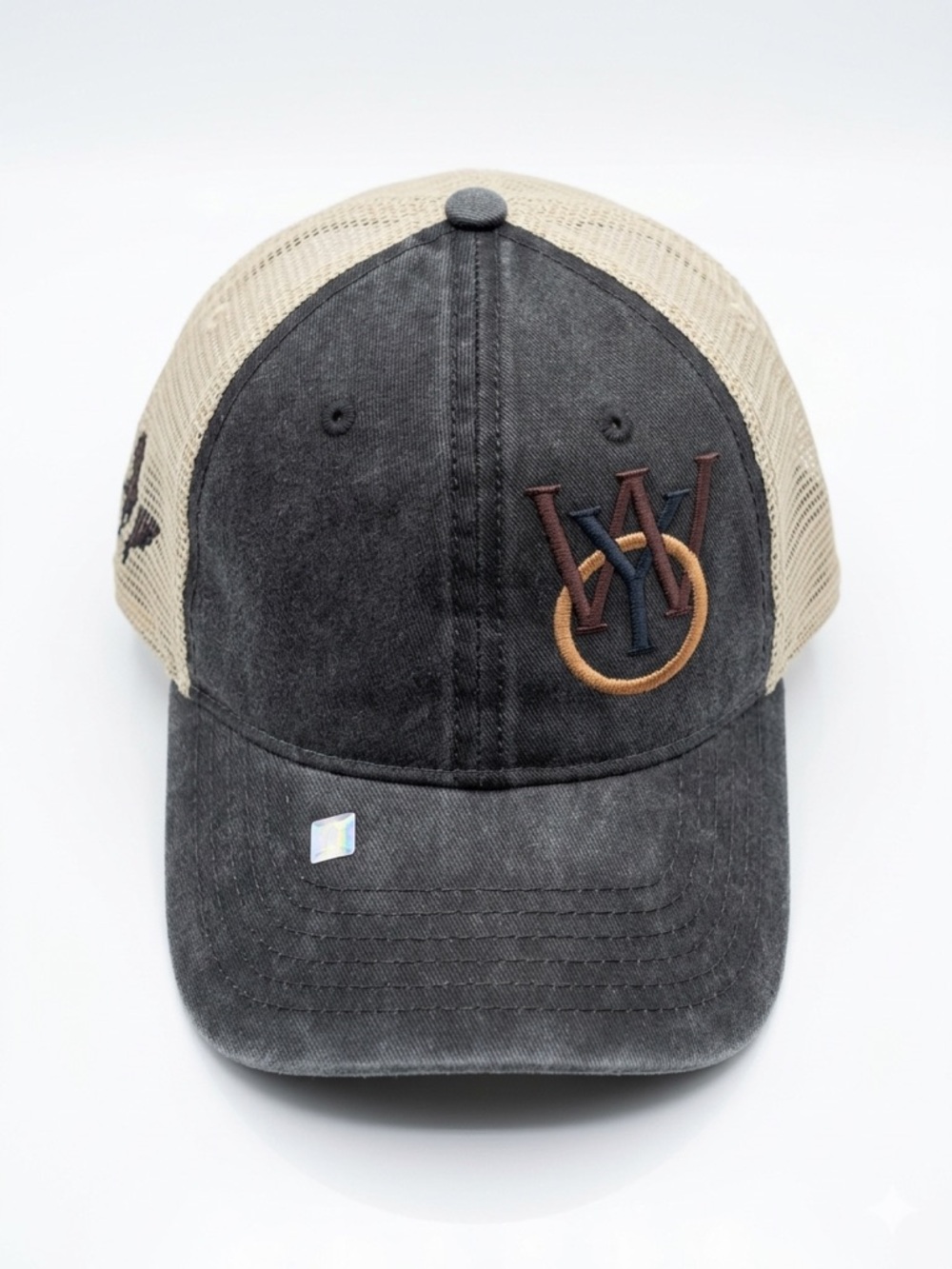 OTTO Trucker Hat WY Logo Mesh Back Snapback Gray Tan Adjustable Cap O/S